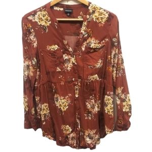 Torrid L Long Sleeve Floral Tunic